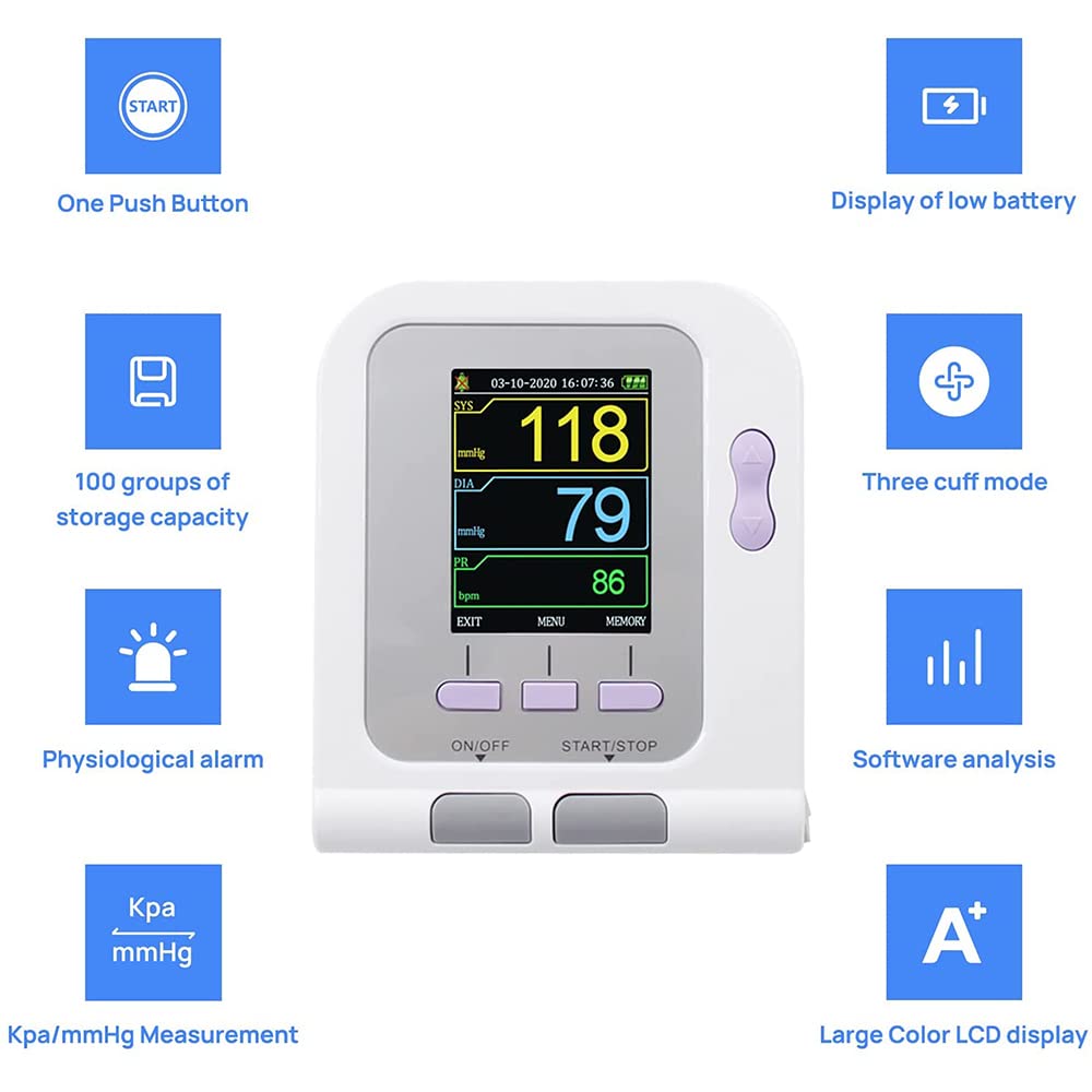Sfigmomanometro automatico per animali con display LCD, include 3 polsini (6-11 cm, 10-19 cm, 18-26 cm) - Macchina veterinaria BP