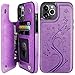 Vaburs Compatible with iPhone 12 Pro Max Case Wallet with Card Holder,Embossed Butterfly Pattern PU Leather Double Magnetic Buttons Flip Shockproof Cover for iPhone 12 Pro Max 6.7 Inch(Purple)