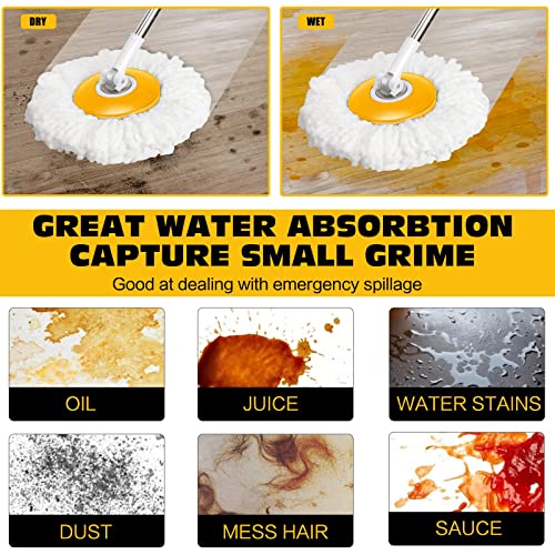 8L Spin Mop And Bucket With Wringer Set,Foot Pedal Upright Washing Bucket System Self-Wring Adjustable Floor Mop With 5 Microfiber Pads For Home Office Kitchen,Extra 1 Floor Brush #TOP4