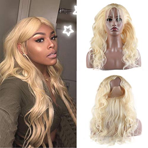 613 Blonde Brazilian Body Wave Human Hair 360 Lace Frontal Andromeda 100% Hand Tied Pre Plucked 360 Lace Frontal (16Inch)