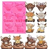 JarThenaAMCS Highland Cow Fondant Molds Scottish Highland Cattle Silicone Molds Assorted Chocolate Candy Mould for Kitchen Party Baking Sugar Craft Gum Resin Clay Decor Supplies