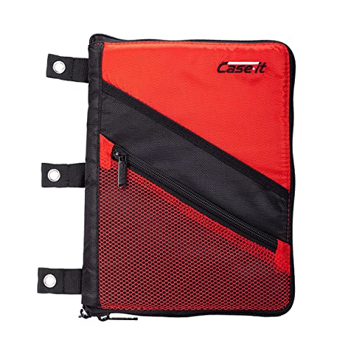 Image of Case It Tablet Binder Accessory, Padded Tablet with 3 Steel Grommets,fits Any Standard 3 Ring Letter Size Binder, Mesh Pocket on Front, Zipper Closure,TBT-100, Red