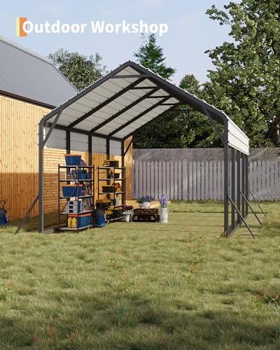 13'x21'x11' Oversized Metal Carport, Heavy Duty Metal Car Port for All-Weather, Steel Shed for Bass Boats, Pickup Trucks, and Tractors, N.W. 660 Lbs