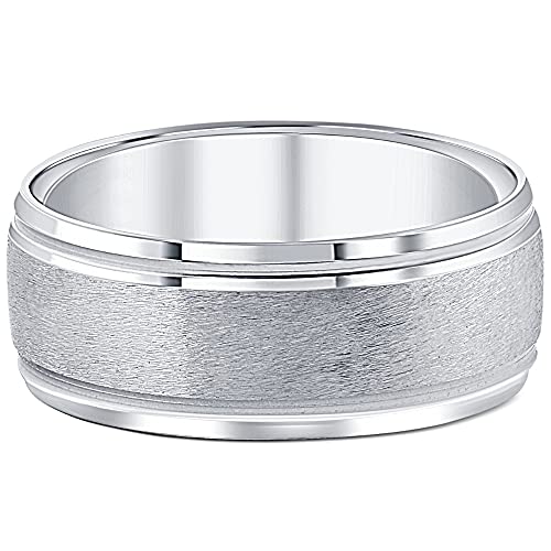 P3 POMPEII3 8mm Brushed Mens Wedding Band 10K White Gold2