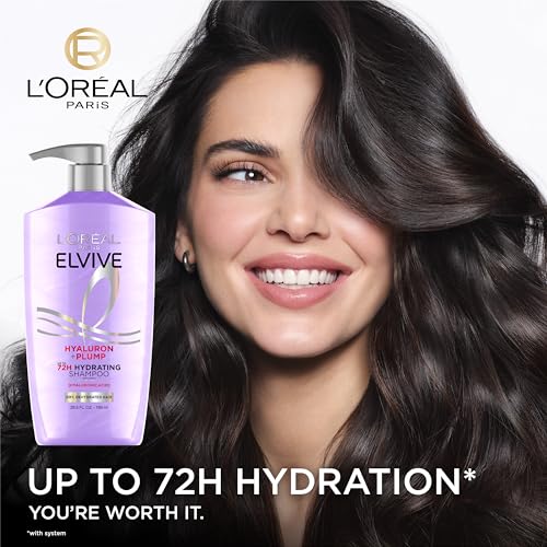 L'Oréal Paris L'Oreal Paris Elvive Hyaluron Plump Hydrating Shampoo for Dehydrated, Dry Hair Infused with Hyaluronic Acid Care Complex, Paraben-Free, 26.5 Fl Oz