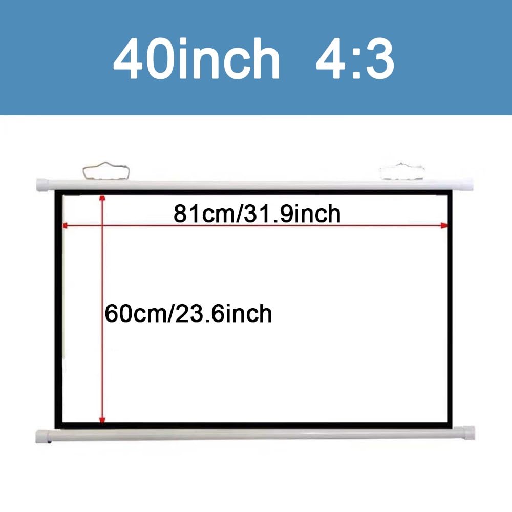 101.6 cm 127.0 cm 152.4 cm kino domowe ekran filmowy ręcznie rozwijany ekran projekcyjny montowany na ścianie ekran projekcyjny do wewnątrz i na zewnątrz, bez zagnieceń (100 cali 4:3)