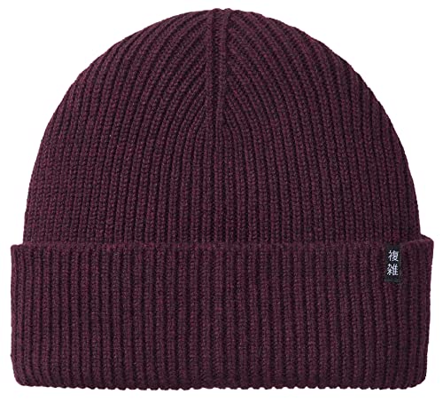 Enter the Complex® Merino Winter Mütze - Tao - 100% Merino Wolle, Beanie, Watch Cap, Strickmütze, Weich und Elastisch, Grobstrick, Damen und Herren, Bordeaux
