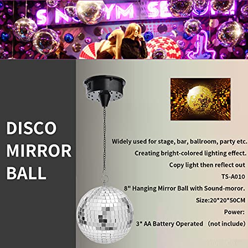 Hotwin 8" Disco Light Mirror Ball, With Motor And Rgb Led Light Rotating Spotlight Kit For Dj Stage Party Room Decoration #TOP4
