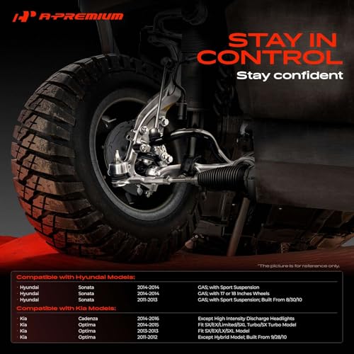 A-Premium 2 x Front Lower Control Arm, with Ball Joint and Bushing, Compatible with Hyundai Sonata 2011-2014 & Kia Optima 2011-2015, Cadenza 2014-2016 - Image 3