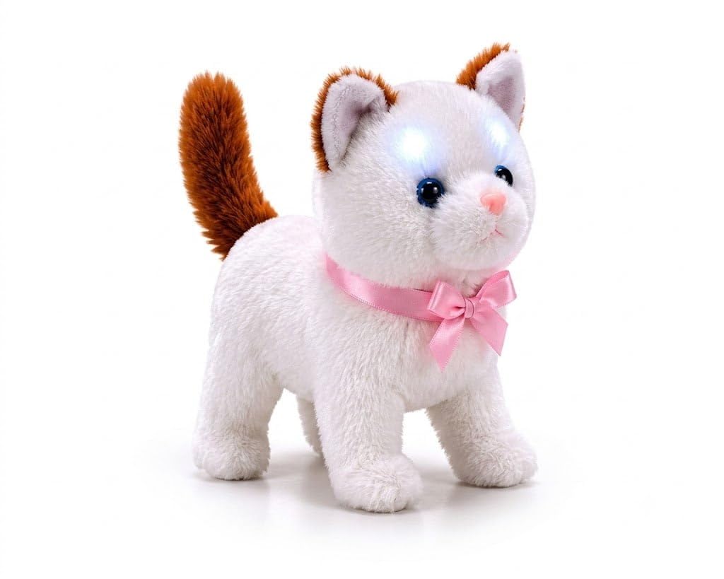 Hopping Walking Cat Toy Sounds with Light, Jumping Wiggling Ears Twitching Mouth and Nose, for Baby Kids Ultra Soft Stuffed Animal-image-3