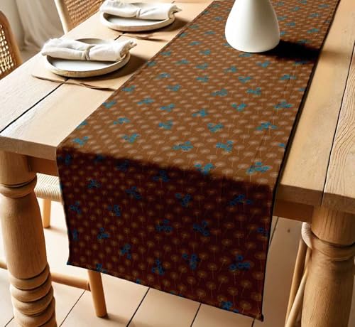 Geometric Print Cotton Table Runner by Vargottam – 14 Inch Wide Premium Twill Fabric – Decorative Table Linen for Kitchen, Dining, Coffee & Console Tables – Multiple Lengths Available