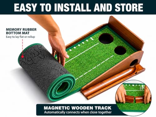 Image of Putting Green Indoor, 9.8 FT Golf Mat Automatic Ball Return