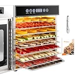 Kwasyo 8 Tray Stainless Steel Food Dehydrator, Dryer uk with 30-90°C Adjustable Thermostat & 24hr Digital Timer, Commercial Drying Fruits Machine for Fish Vegetables Meat Jerky Herb