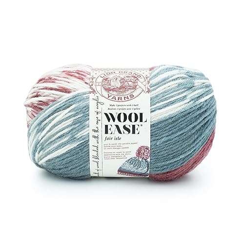 Lion Brand Yarn Wool Ease Fair Isle   Ovillo de lana, color merlot/carbón