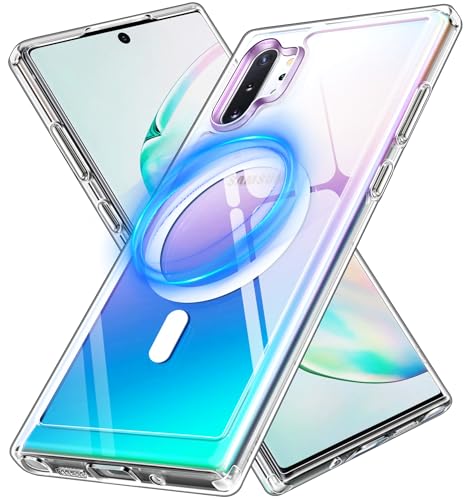 ivoler Klar Magnetisch Hülle für Samsung Galaxy Note 10+ / Note 10 Plus 4G / 5G [Kompatibel mit Magnetisch] [Militärischer Schutz] Stoßfest Kratzfest Transparent Schutzhülle Durchsichtige Handyhülle