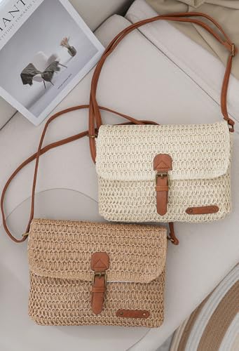 Straw Crossbody Bags for Women,Summer Casual Beach Envelope Purse4