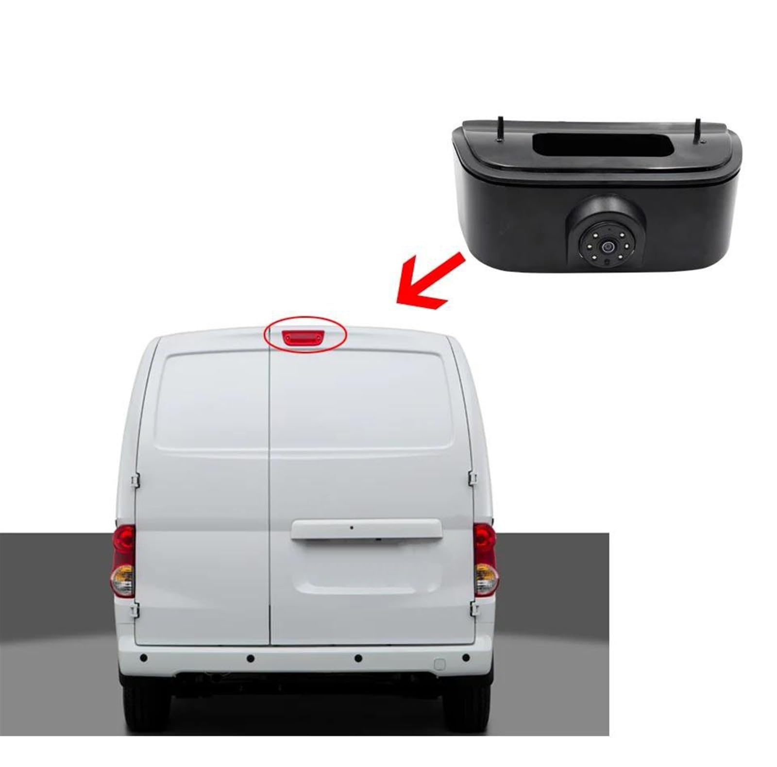 Telecamera Retrovisore HD Con Luce Freno Per Nissan NV200 E-NV200 2010-2022, Montaggio Su Portellone, Sostituzione Diretta