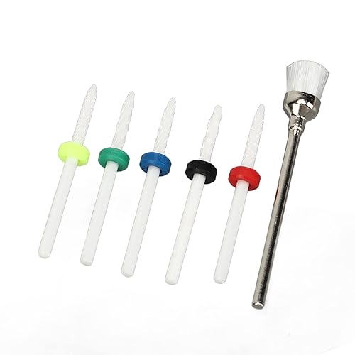 Miniatura 6 de Juego de 6 brocas para uñas, juego de 6 brocas de uñas de cerámica para salón de belleza, removedor de cutículas eléctricas, para artistas de uñas,
