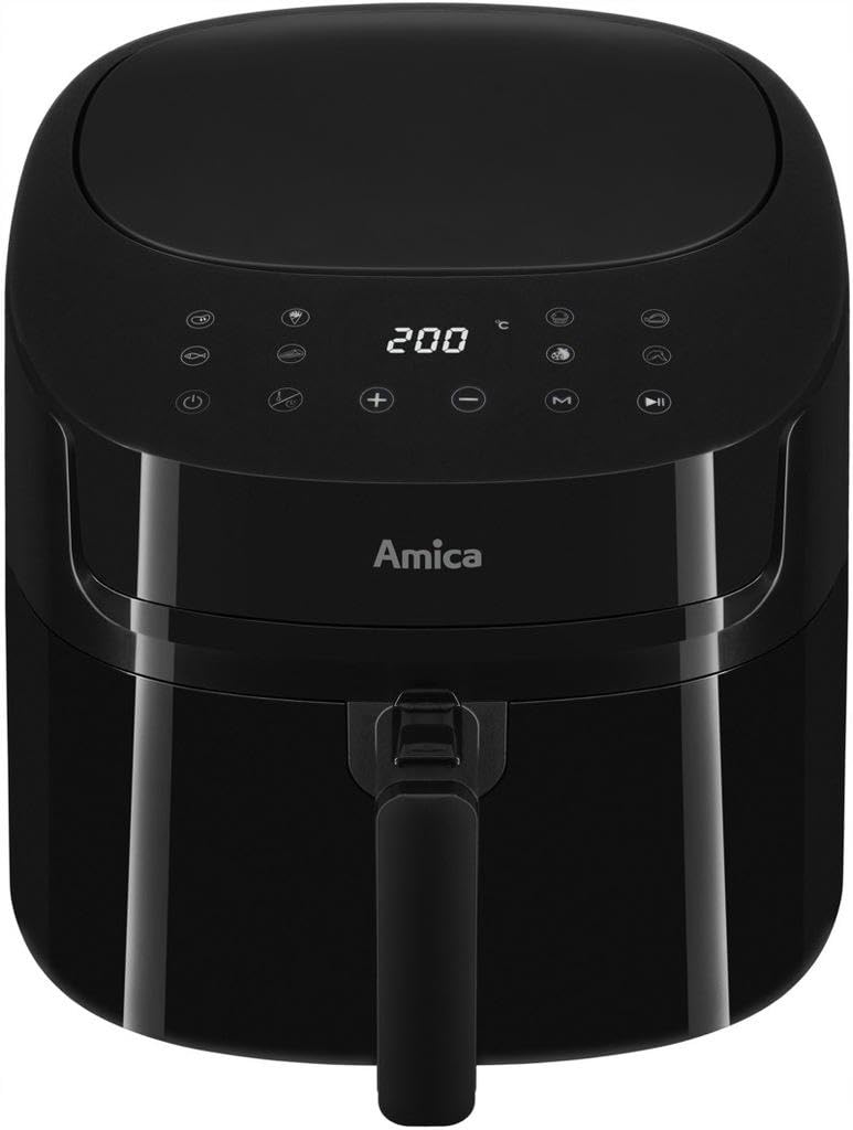 Amica Frytkownica Beztłuszczowa AFD5010 7 l z Timerem, Dotykowy Panel LED, 387x317x303 mm, Czarna, Plastik, 1800 W