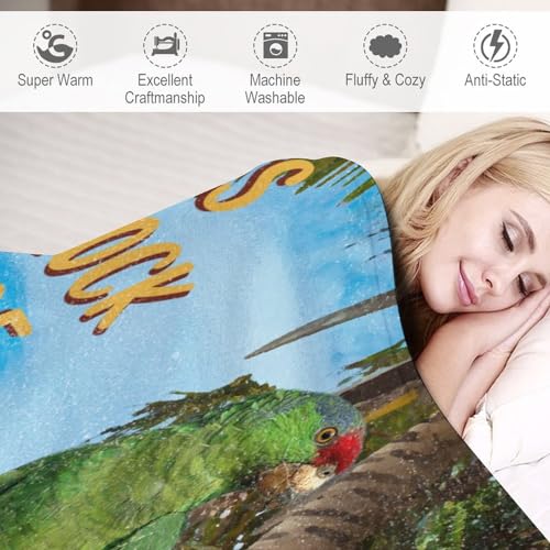 Couverture douce pelucheuse motif fleurs ara idée cadeau naissance lit - 5