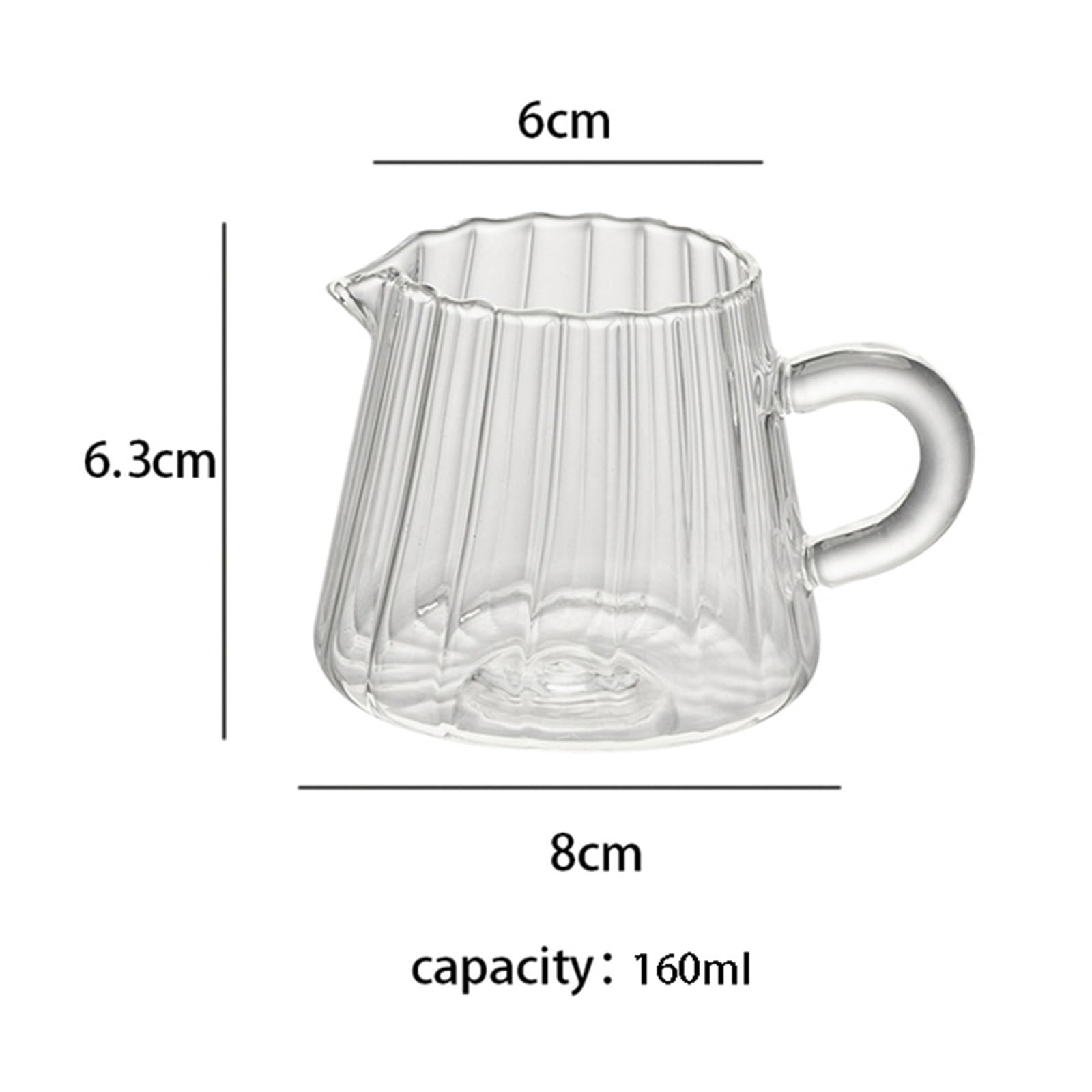 Jarra de leche y café cristal, jarra té multifuncional transparente for sala estar, hogar, cafetería, oficina, bebidas, 2 uds Para Espumar(8 * 6.3cm-160ml)