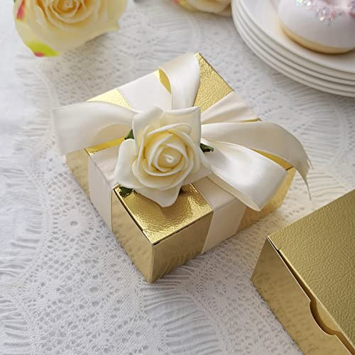 Efavormart 100Pcs Of 4X4X2 Gold Cake Box For Candy Treat Gift Wrap Box Party Favor Boxes For Bridal Shower Wedding Party #TOP5