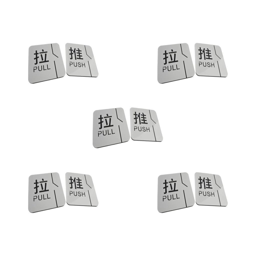 Autocollant de porte Push Pull pour magasin et bureau | Lot de 5 stickers blancs vitrine