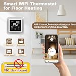 HEATIT Thermostat de chauffage au sol programmable intelligent, écran tactile blanc 85V-265V large plage de tension, chauffage électrique au sol radiant compatible, contrôle écran tactile, programmable intelligent, finition blanche