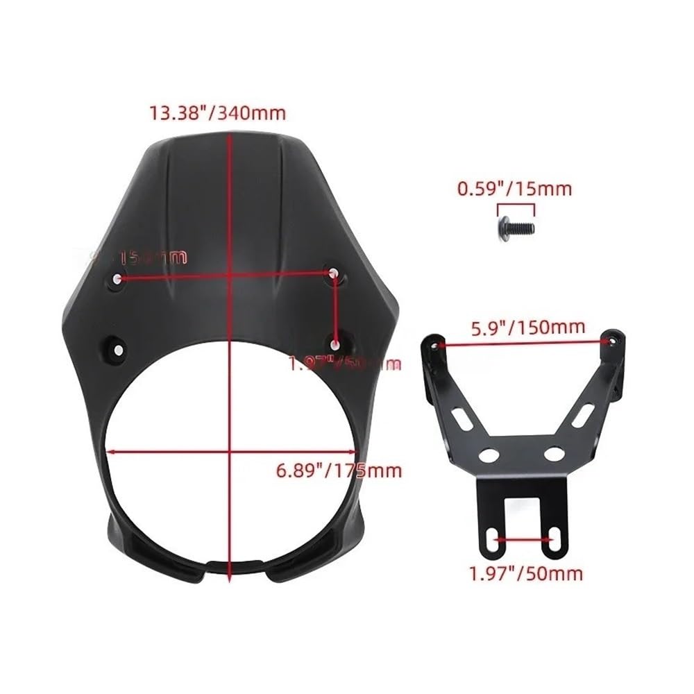 Aileron Aérodynamique Carénage Carénage De Phare AV&Ant Moto pour Rebel CMX 500 300 CMX300 CMX500 2017-2024, Accessoires Protection Pare-Brise