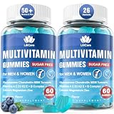 Methylated Multivitamin for Men/Women Gummies, Mens/Womens Multivitamin 50 Plus, with Glucosamine Chondroitin MSM Echinacea Sugar Free Chewable Multi Vitamins B D3 K2 A C E for Adults Seniors, 120 Cts