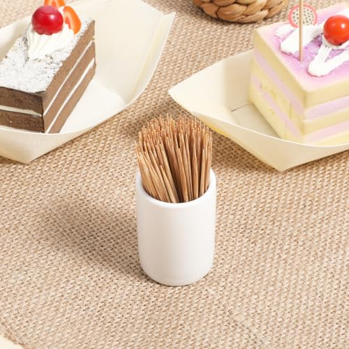 Xelsluthe 2 PCS Toothpick Holder Dispenser, Porcelain Toothpick Holders, Ceramic Toothpicks Holder, Toothpicks Dispensers, White for Home Kitchen Restaurant - Thumbnail 5