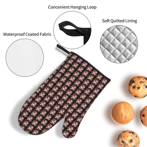 Gants de cuisine anti-brûlure à fleurs pour plat chaud et micro-ondes