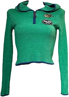 Urban Outfitters Knitted Hoodie Sweater Top Half Zip Green Size M