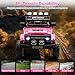 GarveeLife 12V Kids Ride On Car, Ride On Toy for Kids Ages 37-96 Months, Electric Truck with 5MPH Max Speed, Remote Control, Steering Wheel, Accelerator Pedal, Treaded Tires, Music and Story, Pink