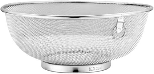 Fine Mesh Strainer for Kitchen, Stainless Steel Colander Bowl Dishwasher Safe, Food Grade Strainer Screen Bowl with Base for Washing Fruits Rice Vegetables (Stainless Steel, 18 * 7.5CM)