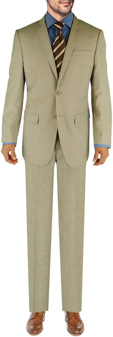 Giorgio Eleganz Men's Trim Modern Fit Suit 2 Button Tan Sharkskin