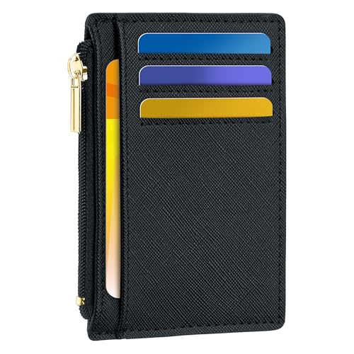 Image of Tipmile Mens RFID Wallet, Small Slim Business Credit Card Holder, Mens Gift | Mini Tiny Cute ID Case, Minimalist Zipper Pocket Wallet, Thin Coin Purse, Mothers Gift
