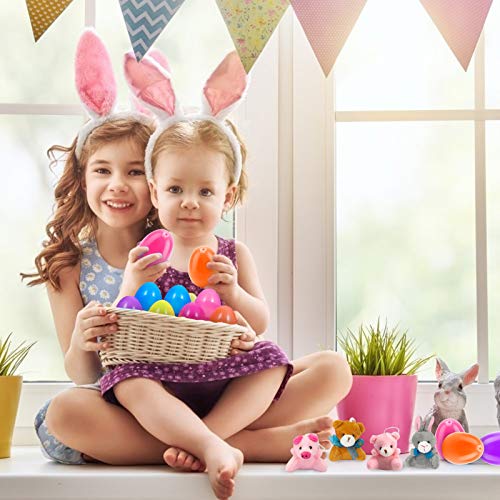 Evoio 16 Pack Easter Eggs Prefilled with Mini Animal Plush Toys, Easter Egg Hunts, Easter Basket Stuffing, Easter Party Favors, Classroom Prize Games Supplies, Party Surprise Gifts for Boys Girls - Thumbnail 6