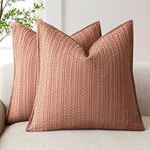 Foindtower Set of 2 Decorative Cotton Waffle Weave Throw Pillow Covers Euro Shams Cushion Covers Accent European Pillowcase for Bed Couch Sofa Bedroom Living Room Home Decor 2626 Inch Coral Pink