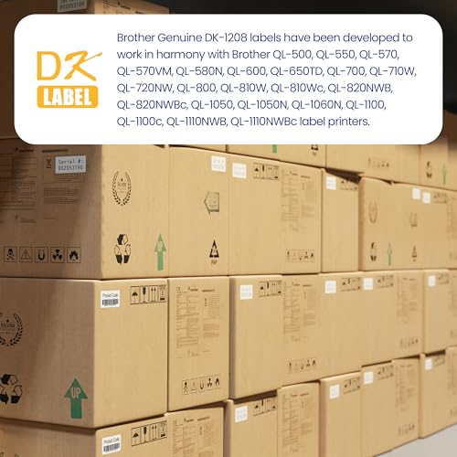 Image of Brother Genuine DK-120824PK Die-Cut Large Address Labels, 1.4 inch x 3.5 inch, Long Lasting Reliability, Paper Labels, 400 Labels per Roll, 24 Rolls per Box, White