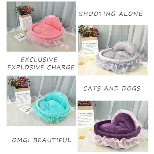 Kalttoy Princess Haustierbett mit abnehmbarem Kissen, rosa Schleifen, elegantes Bett für Haustiere
