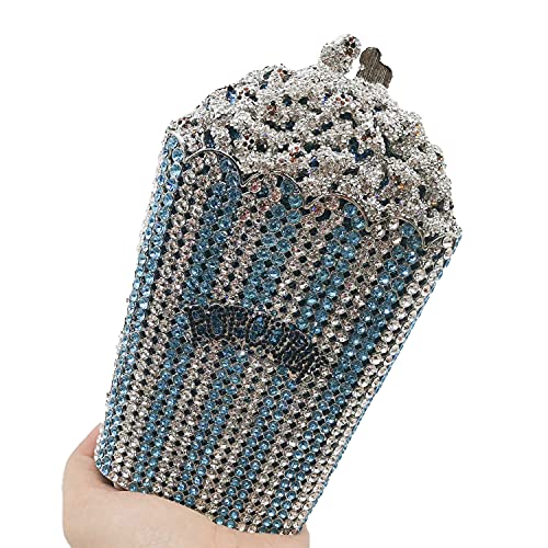 Image of DJBM Luxury Women Popcorn Rhinestone Evening Bag Funny Crystal Handbag Novelty Diamond Clutch Purse for Evening Party Prom