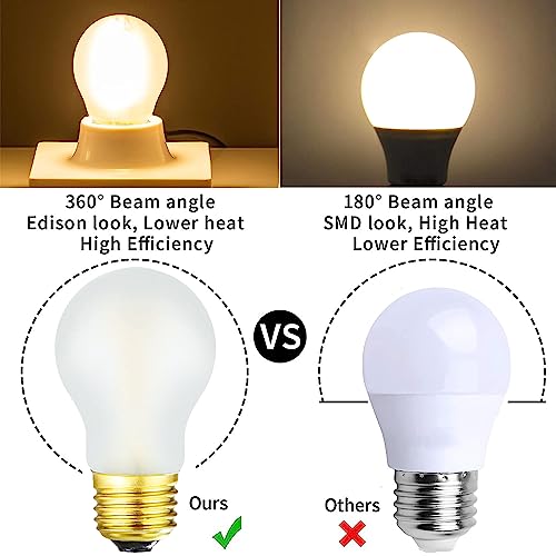 Image of Frosted A15 Led Bulb 8W Equal 75 Watt E26 Light Bulb Soft White 3000K Dimmable E26 Edison Bulb for Ceiling Fan Light Bulbs,Wall sconces and Refrigerator Light Bulb 800lm,AC120V, 6Pack
