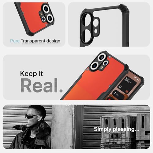 Image of Pikkme Back Cover for CMF by Nothing Phone 2 Pro 5G | Ultra Hyrbid | Full Camera Protection | Raised Edge | Crystal Clear Transparent Bumper Case (Black)