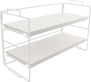Desk storage rack, desk organiser, multipurpose bookcase for office, home, desktop display shelf, desk stand, bookcase (white shelf, white board, 2 tier)