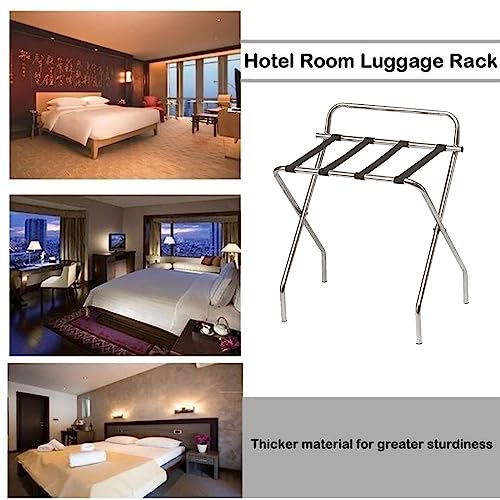 Porte-bagages pliable en métal massif noir pour chambre d'hôtel et support de valise 60x40cm - 4