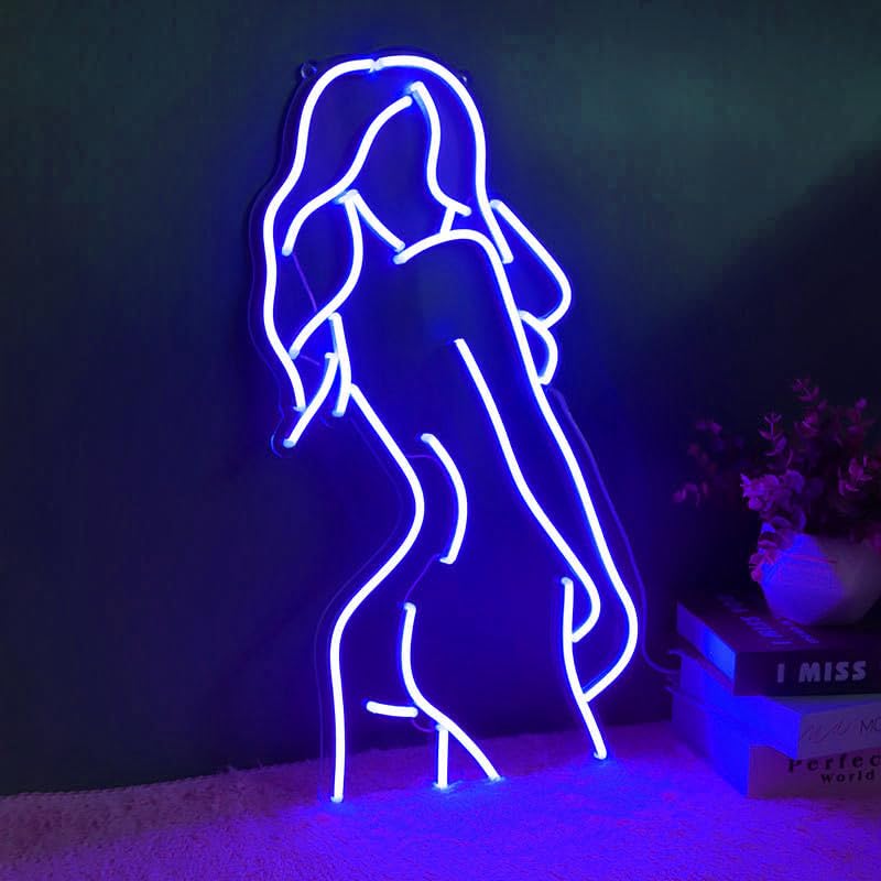 SHANJIANeon Lights, Girls' neon lights,Neon Sexy Woman Sign,Woman Neon Sign,Neon Sign for Wall Decor,for Home Bedroom Pub Bar Party Decoration (A-Blue)