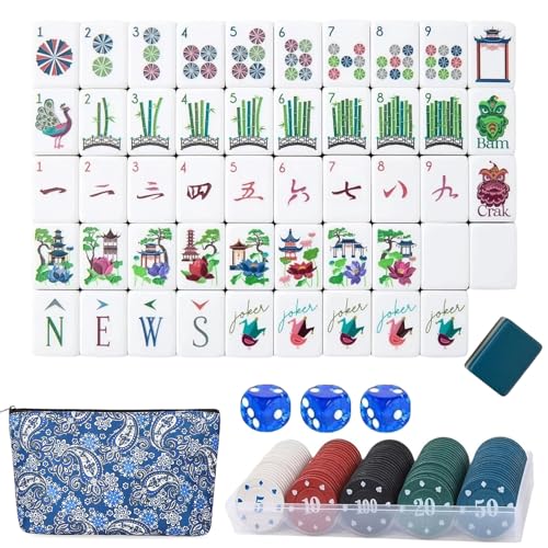 Juego de fichas Mahjong Acrílico 160 piezas Azul