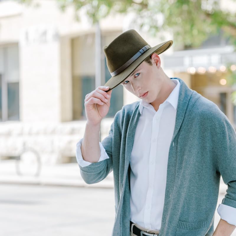 Bigalli Australian Hat for Women/Men 100% Wool Felt Outback Hat Crushable Waterproof Teardrop | Cowboy Cowgirl Hat Indiana Jones Hat | Chocolate X Large