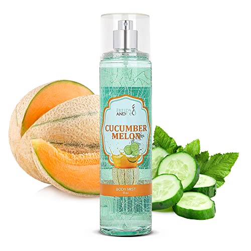 Freida and Joe Cucumber Melon Fine Fragrance Body Womens Perfume Fragrance Body Mist & Sprays Womens Refreshing Scented Gifts & Presents 8 oz Fine Mist Spray Bottle Mothers Day Gift for Mom